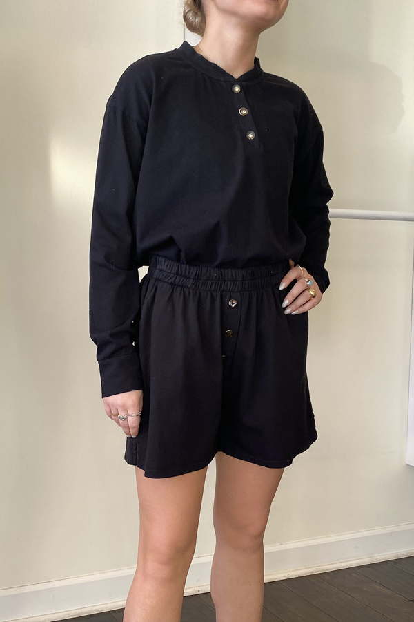 Donni. Henley Tee Long Sleeve top - Jet Donni. Henley Tee Long Sleeve top - Jet