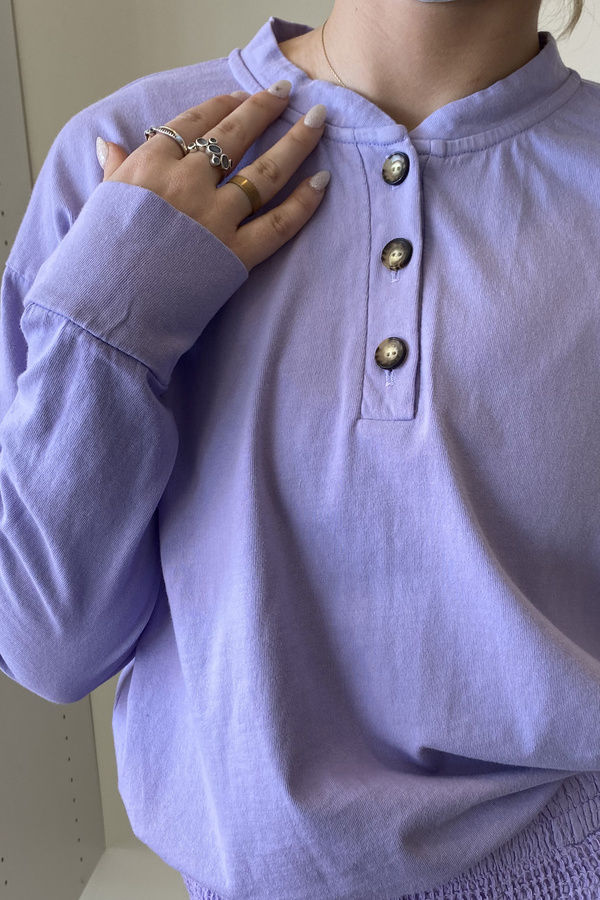 Donni. Henley Tee Long Sleeve - Lilac Donni. Henley Tee Long Sleeve - Lilac