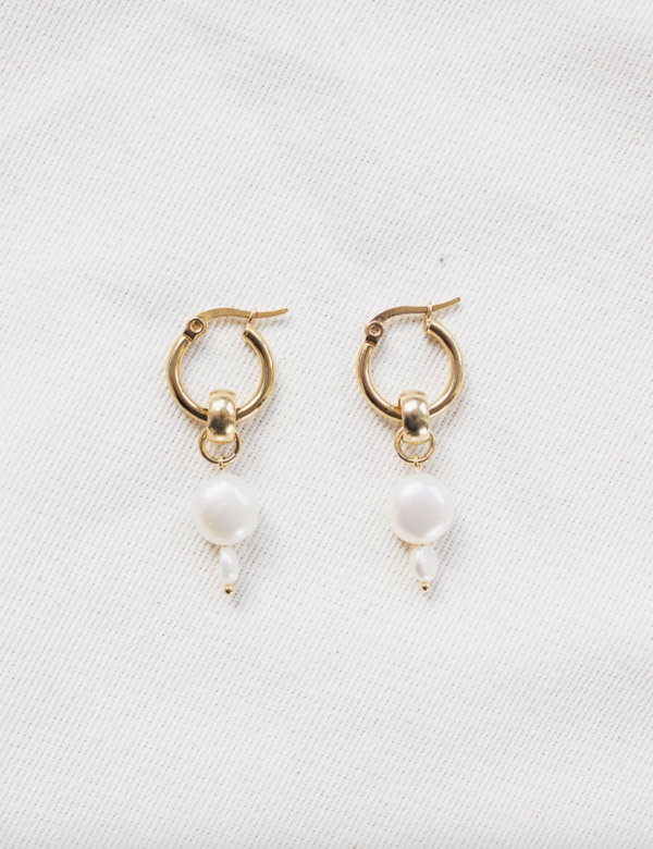 Yam Pearl Drop Hoops Yam Pearl Drop Hoops