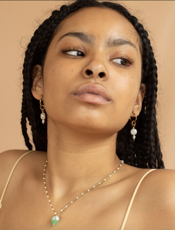 Yam Pearl Drop Hoops Yam Pearl Drop Hoops
