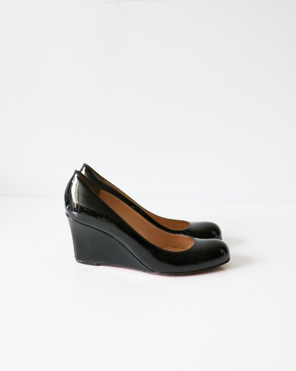 Christian Louboutin Patent Leather Wedges, Size 37 Christian Louboutin Patent Leather Wedges, Size 37