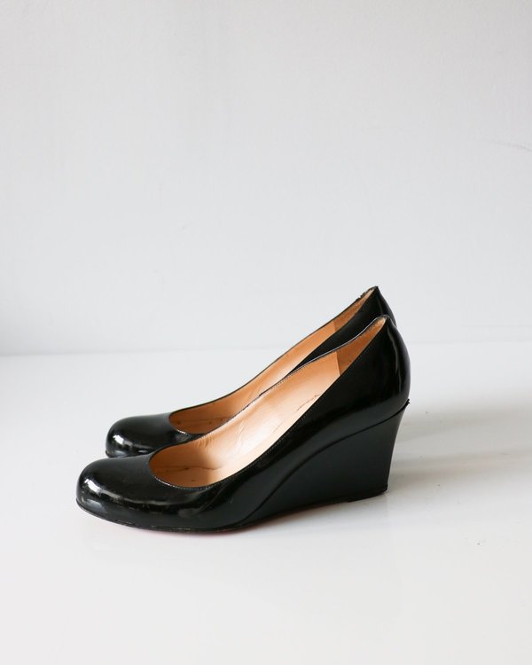 Christian Louboutin Patent Leather Wedges, Size 37 Christian Louboutin Patent Leather Wedges, Size 37