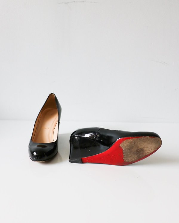 Christian Louboutin Patent Leather Wedges, Size 37 Christian Louboutin Patent Leather Wedges, Size 37