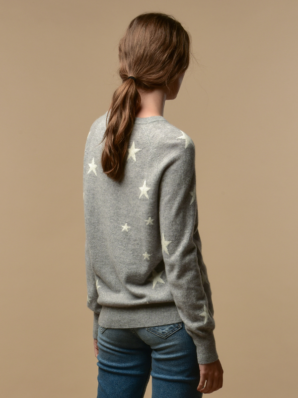 Pure Cashmere NYC Star Jacquard Crew Neck sweater - Light Grey/Ivory Pure Cashmere NYC Star Jacquard Crew Neck sweater - Light Grey/Ivory