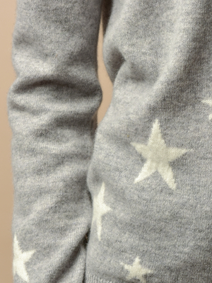 Pure Cashmere NYC Star Jacquard Crew Neck sweater - Light Grey/Ivory Pure Cashmere NYC Star Jacquard Crew Neck sweater - Light Grey/Ivory