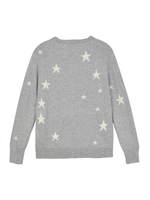 Pure Cashmere NYC Star Jacquard Crew Neck sweater - Light Grey/Ivory Pure Cashmere NYC Star Jacquard Crew Neck sweater - Light Grey/Ivory