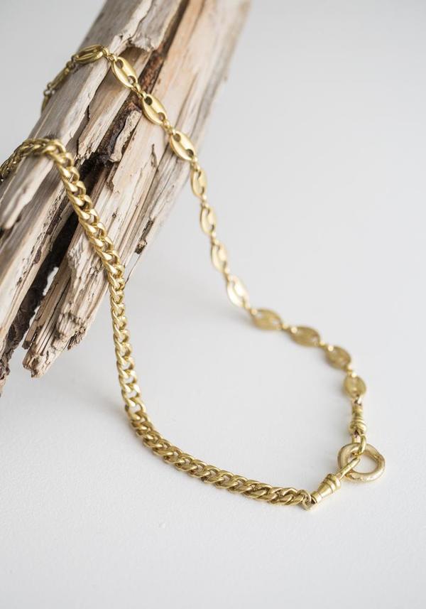 Water Sand Stone Grasp Necklace - Brass Water Sand Stone Grasp Necklace - Brass
