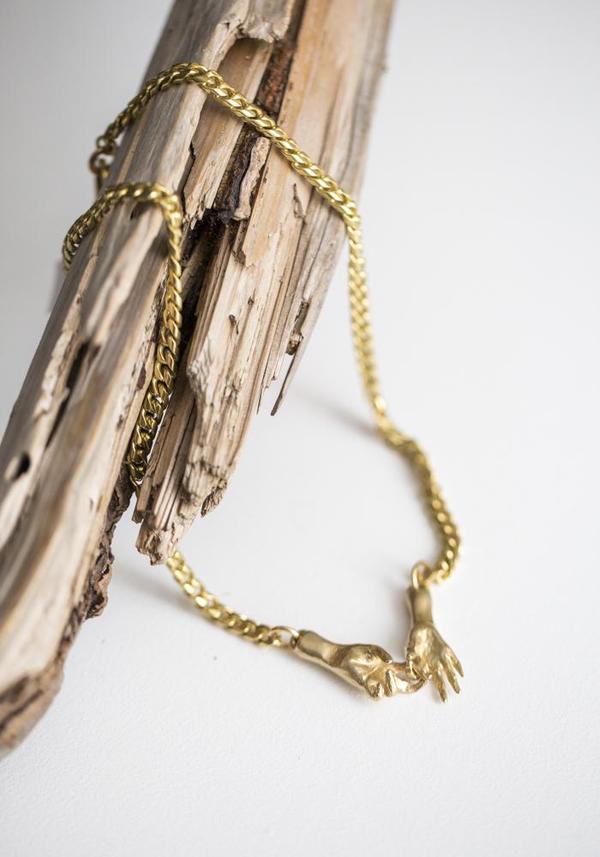 Water Sand Stone Interlock Necklace - brass Water Sand Stone Interlock Necklace - brass