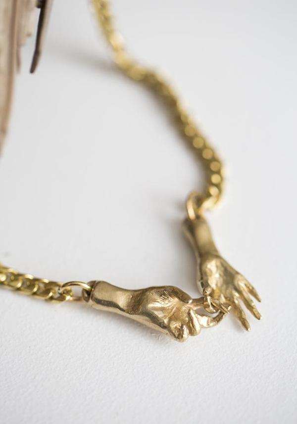Water Sand Stone Interlock Necklace - brass Water Sand Stone Interlock Necklace - brass