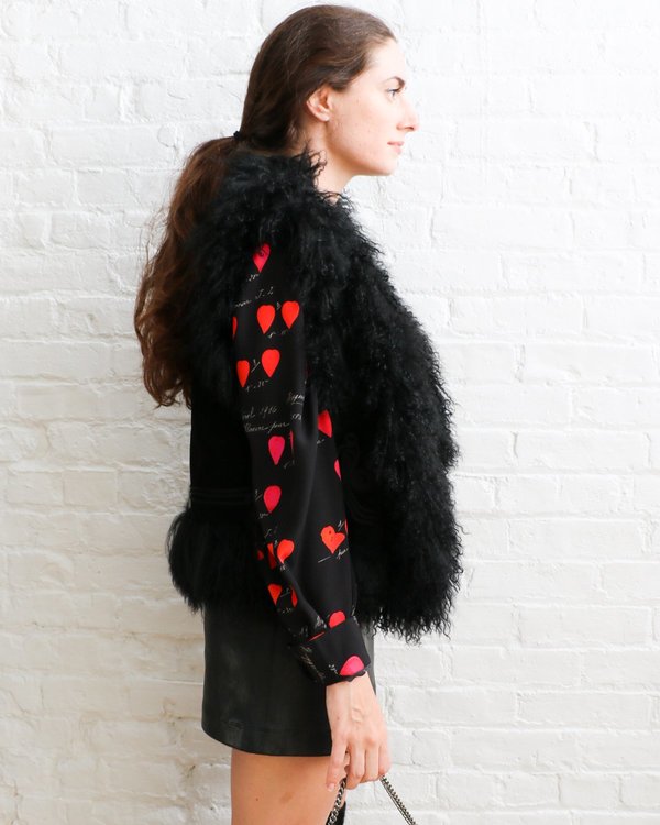 PRE-LOVED Black Suede Mongolian Fur Vest - Black PRE-LOVED Black Suede Mongolian Fur Vest - Black