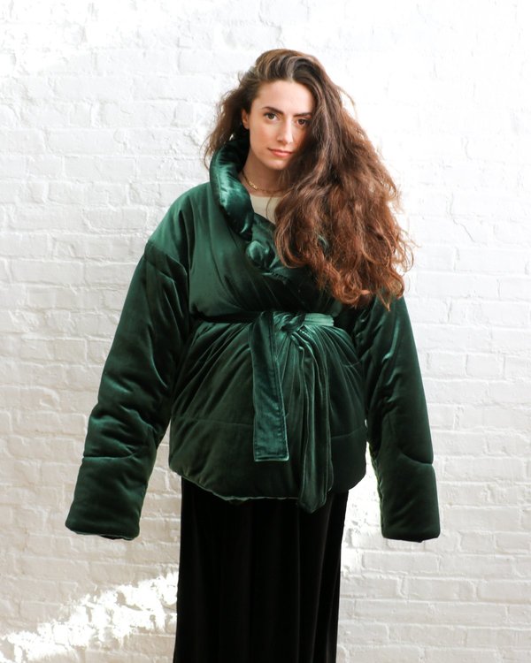 Pre-loved Norma Kamali Sleeping Bag Padded Coat - Green Pre-loved Norma Kamali Sleeping Bag Padded Coat - Green