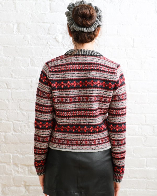 PRE-LOVED Rag & Bone Embroidered Knit Crop Sweater - Red/grey PRE-LOVED Rag & Bone Embroidered Knit Crop Sweater - Red/grey