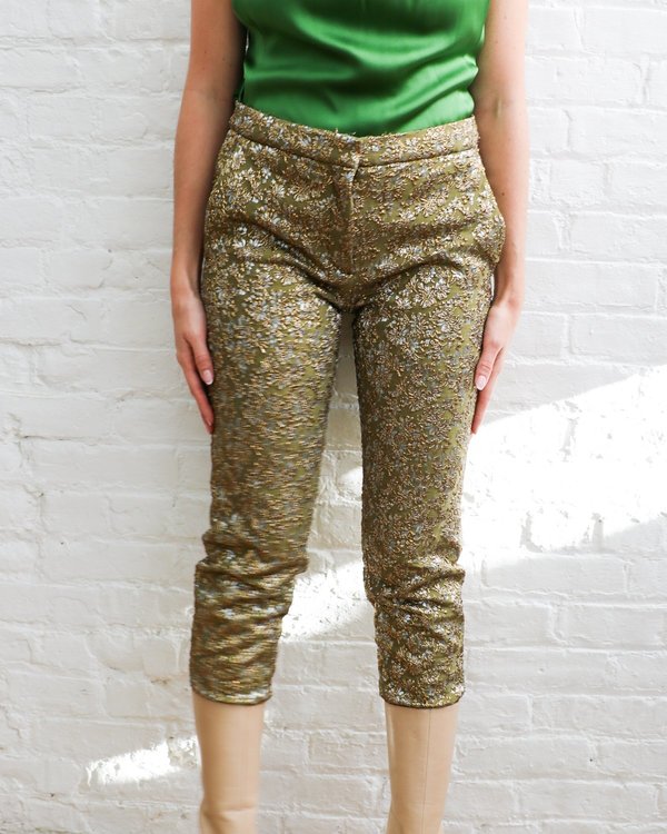 Pre-loved rochas Metallic Jacquard Trousers - Gold Pre-loved rochas Metallic Jacquard Trousers - Gold