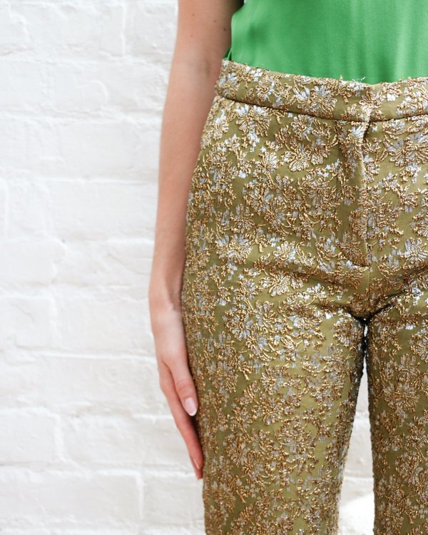 Pre-loved rochas Metallic Jacquard Trousers - Gold Pre-loved rochas Metallic Jacquard Trousers - Gold