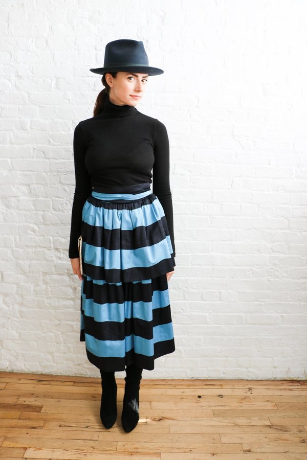 Vintage Saint Laurent Rive Gauche Striped Tiered Skirt, Size 36 Vintage Saint Laurent Rive Gauche Striped Tiered Skirt, Size 36