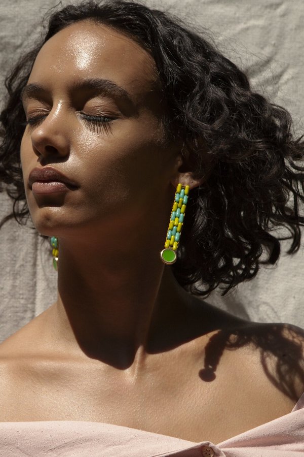 Glass Bead Earrings in Green Glass Bead Earrings in Green