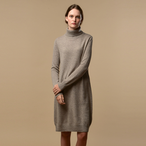 Pure Cashmere NYC Turtleneck Dress - Beige Pure Cashmere NYC Turtleneck Dress - Beige