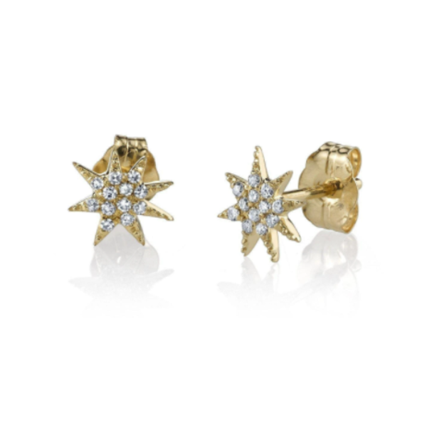Gabriela Artigas Single Star White Pave Diamonds Earrings - 14k Yellow Gold Gabriela Artigas Single Star White Pave Diamonds Earrings - 14k Yellow Gold
