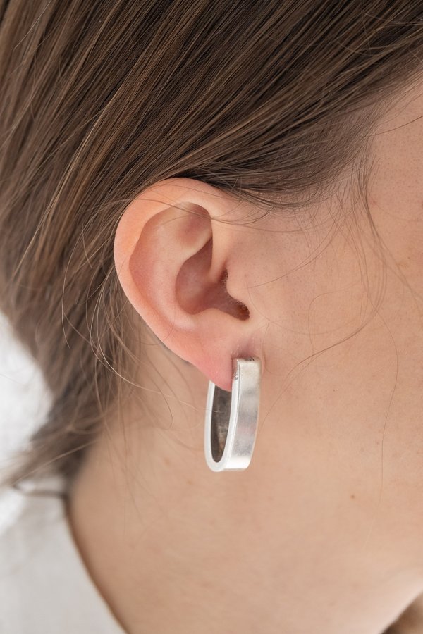 Vintage MODERNIST FLAT HOOPS - STERLING SILVER Vintage MODERNIST FLAT HOOPS - STERLING SILVER