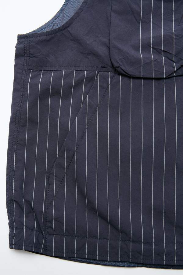Engineered Garments Cover Vest - Dk. Navy Nyco Gangster Stripe Engineered Garments Cover Vest - Dk. Navy Nyco Gangster Stripe