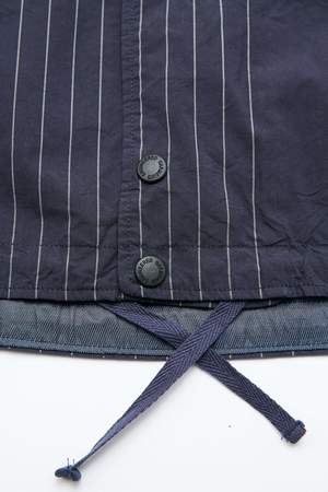 Engineered Garments Cover Vest - Dk. Navy Nyco Gangster Stripe Engineered Garments Cover Vest - Dk. Navy Nyco Gangster Stripe