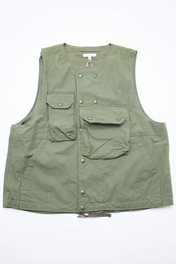 Engineered Garments Cover Vest - Olive Cotton Ripstop Engineered Garments Cover Vest - Olive Cotton Ripstop