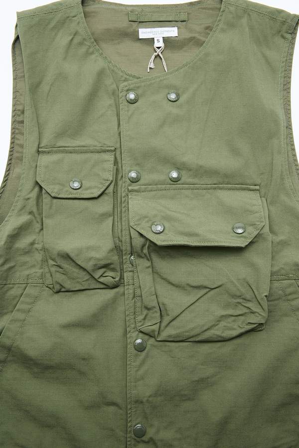 Engineered Garments Cover Vest - Olive Cotton Ripstop Engineered Garments Cover Vest - Olive Cotton Ripstop