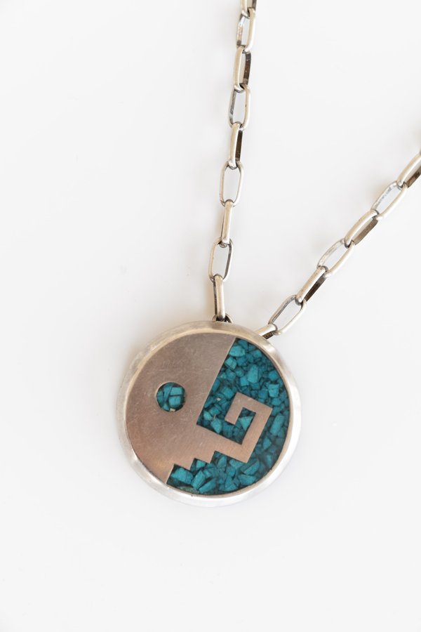 Vintage TURQUOISE ABSTRACT YIN YANG PIN - sterling silver Vintage TURQUOISE ABSTRACT YIN YANG PIN - sterling silver