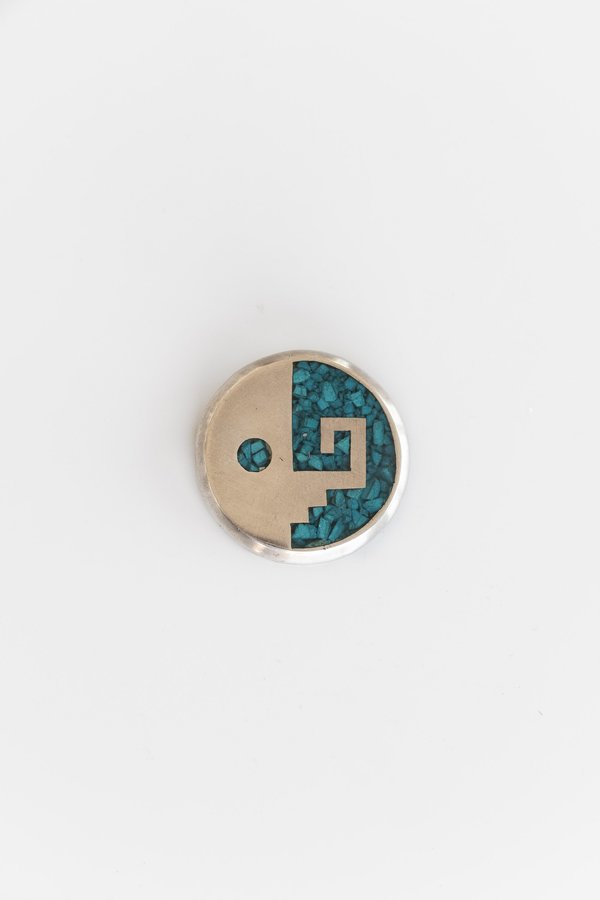 Vintage TURQUOISE ABSTRACT YIN YANG PIN - sterling silver Vintage TURQUOISE ABSTRACT YIN YANG PIN - sterling silver
