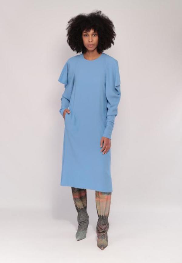 Veronique Leroy Gauloise Crepe Dress - Blue | Garmentory