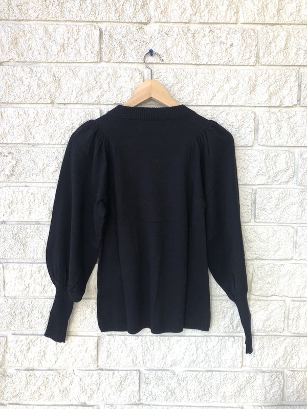 Apiece Apart DEWI PUFF SLEEVE NECK SWEATER - BLACK Apiece Apart DEWI PUFF SLEEVE NECK SWEATER - BLACK