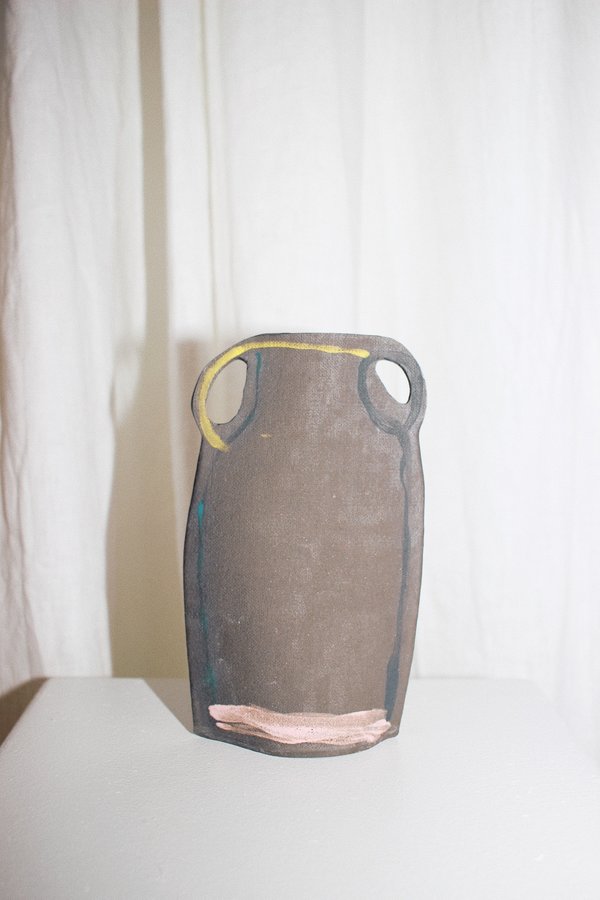 Alison Owen Double Handle Vase - Pink/Yellow Alison Owen Double Handle Vase - Pink/Yellow