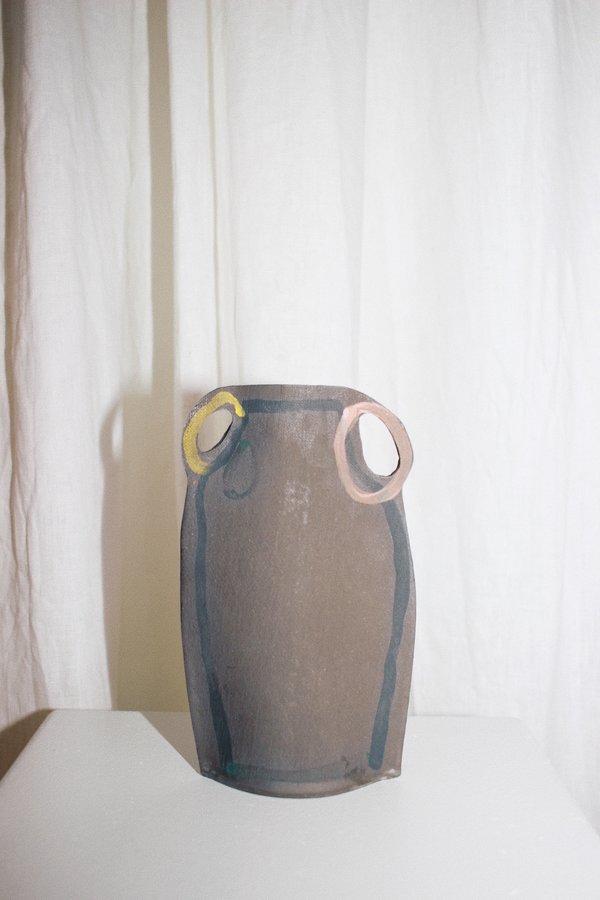 Alison Owen Double Handle Vase - Pink/Yellow Alison Owen Double Handle Vase - Pink/Yellow