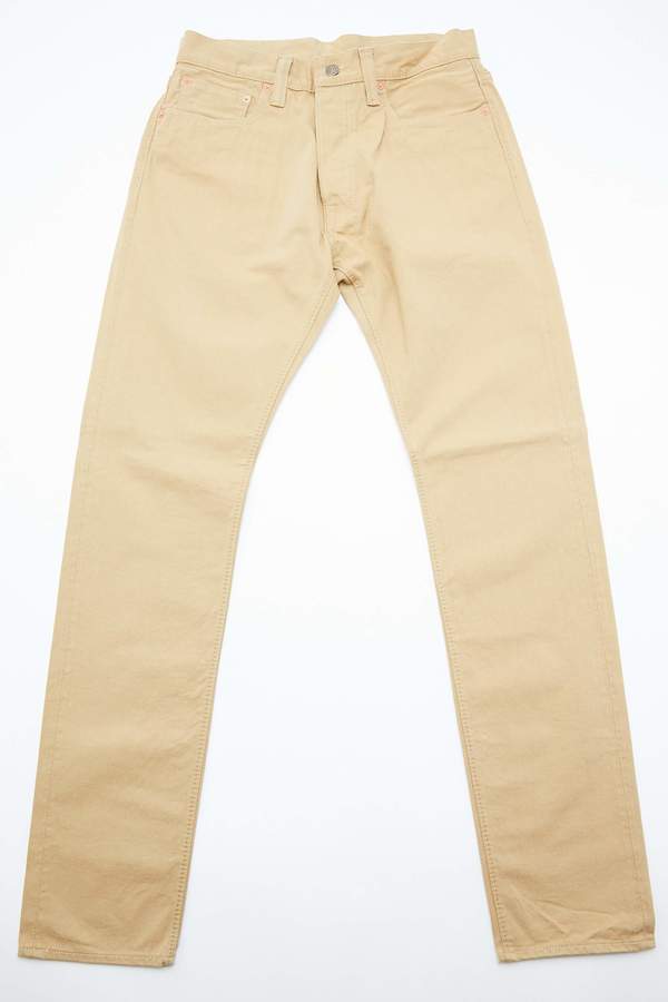 Pure Blue Japan 1150 Men's Woven 12oz Selvedge Twill Relaxed Tapered with One Wash Chino - Beige Pure Blue Japan 1150 Men's Woven 12oz Selvedge Twill Relaxed Tapered with One Wash Chino - Beige