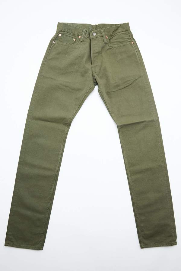 Pure Blue Japan 1150 Men's Woven 12oz Selvedge Twill Relaxed Tapered with One Wash Chino - Olive Pure Blue Japan 1150 Men's Woven 12oz Selvedge Twill Relaxed Tapered with One Wash Chino - Olive