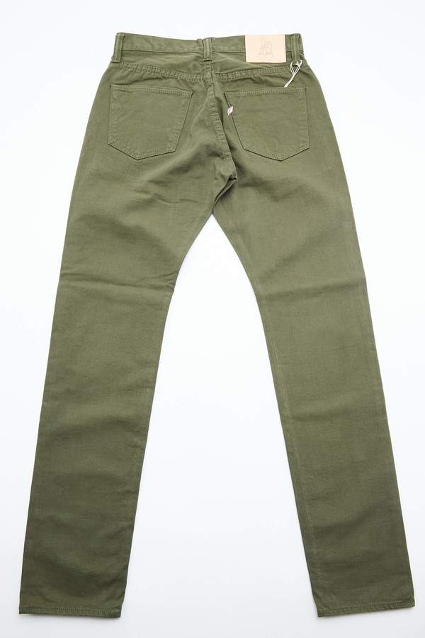 Pure Blue Japan 1150 Men's Woven 12oz Selvedge Twill Relaxed Tapered with One Wash Chino - Olive Pure Blue Japan 1150 Men's Woven 12oz Selvedge Twill Relaxed Tapered with One Wash Chino - Olive