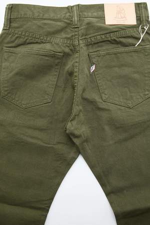 Pure Blue Japan 1150 Men's Woven 12oz Selvedge Twill Relaxed Tapered with One Wash Chino - Olive Pure Blue Japan 1150 Men's Woven 12oz Selvedge Twill Relaxed Tapered with One Wash Chino - Olive