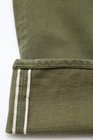 Pure Blue Japan 1150 Men's Woven 12oz Selvedge Twill Relaxed Tapered with One Wash Chino - Olive Pure Blue Japan 1150 Men's Woven 12oz Selvedge Twill Relaxed Tapered with One Wash Chino - Olive