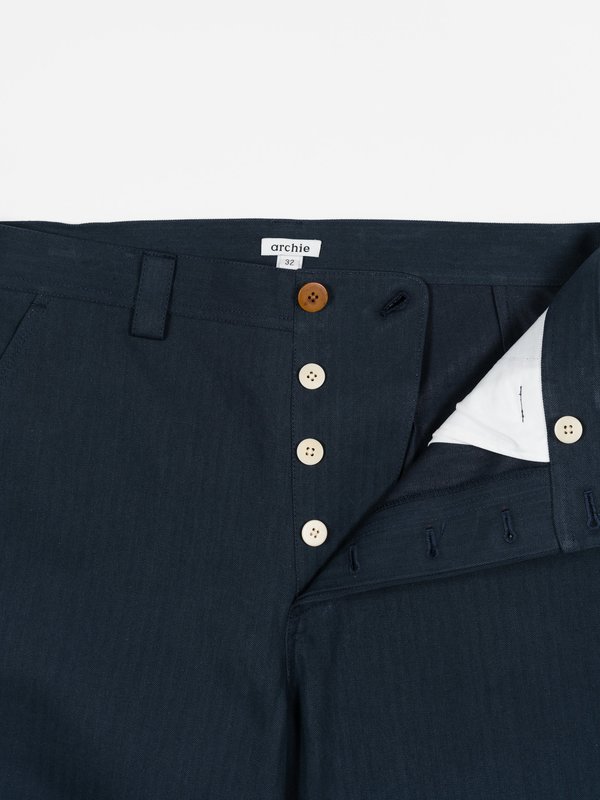 archie Standard Sulfer-Dyed Cotton Herringbone Pant - Navy archie Standard Sulfer-Dyed Cotton Herringbone Pant - Navy