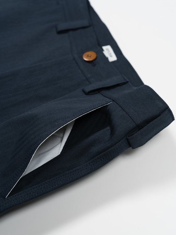 archie Standard Sulfer-Dyed Cotton Herringbone Pant - Navy archie Standard Sulfer-Dyed Cotton Herringbone Pant - Navy