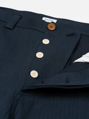 archie Standard Sulfer-Dyed Cotton Herringbone Pant - Navy archie Standard Sulfer-Dyed Cotton Herringbone Pant - Navy