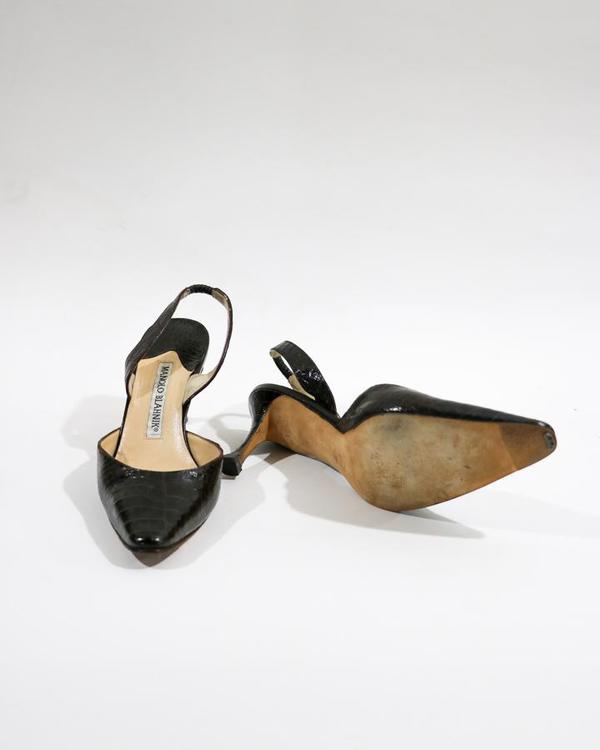 Manolo Blahnik Embossed Leather Slingback Pumps, Size 35.5 Manolo Blahnik Embossed Leather Slingback Pumps, Size 35.5