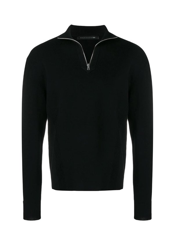 Mackintosh Cotton 0004 Zip-Neck Sweater - black Mackintosh Cotton 0004 Zip-Neck Sweater - black