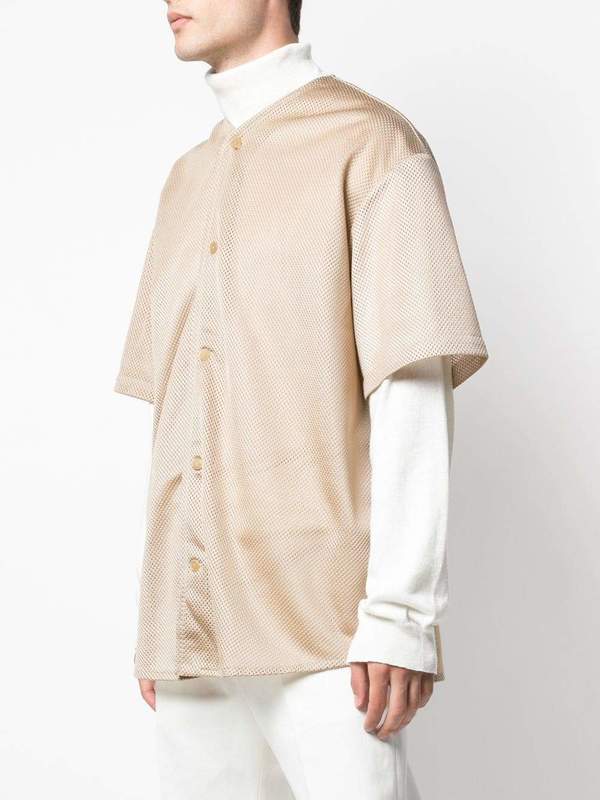Hed Mayner Button-Down Short Sleeve Top - Beige Hed Mayner Button-Down Short Sleeve Top - Beige