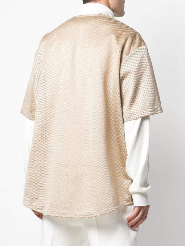 Hed Mayner Button-Down Short Sleeve Top - Beige Hed Mayner Button-Down Short Sleeve Top - Beige
