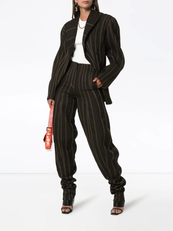 Exaggerated Waist Striped Blazer Exaggerated Waist Striped Blazer