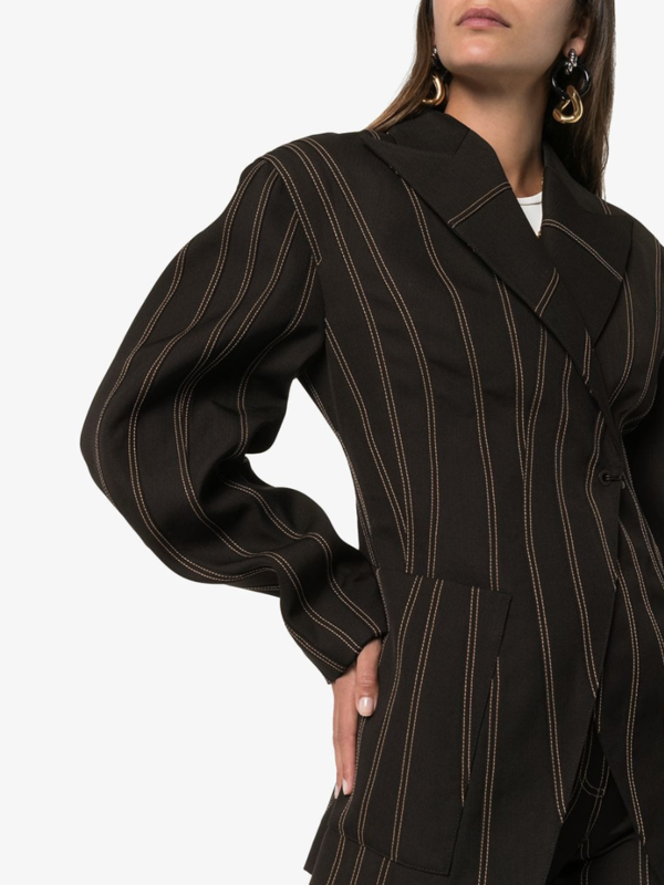 Exaggerated Waist Striped Blazer Exaggerated Waist Striped Blazer