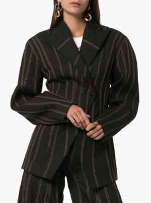 Exaggerated Waist Striped Blazer Exaggerated Waist Striped Blazer