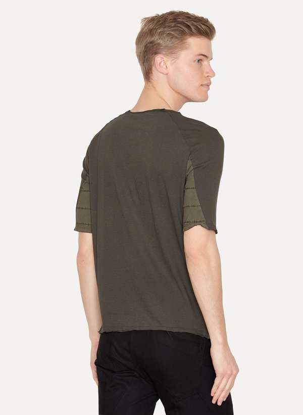 Laser Burned Green Henley Shirt Laser Burned Green Henley Shirt