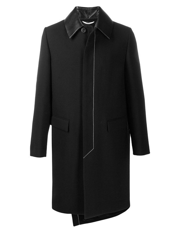 Valentino Leather Collar Single-Breasted Coat Valentino Leather Collar Single-Breasted Coat
